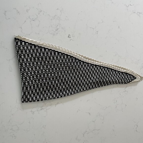 Laura Contemporary Polka Dot Pleated Scarf Accordion Style Blk Wht Tan OS - Picture 7 of 8